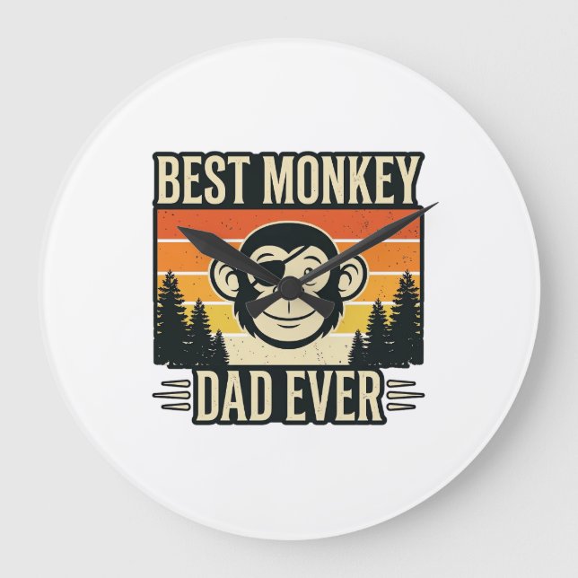 Reloj Redondo Grande Best Monkey Dad Ever Vintage Monkey Father Shirt_1 (Anverso)