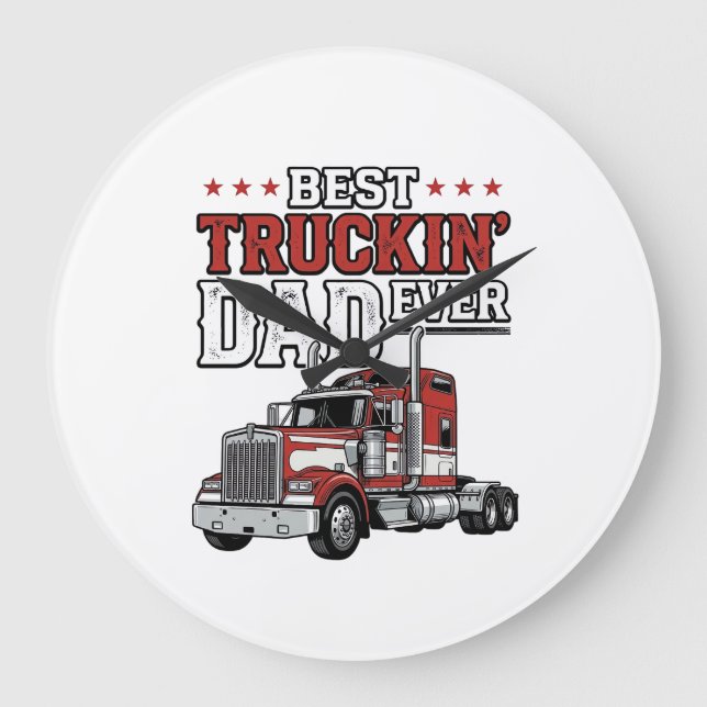 Reloj Redondo Grande Best Truckin Dad Ever Vintage Truck Shirt Design_1 (Anverso)