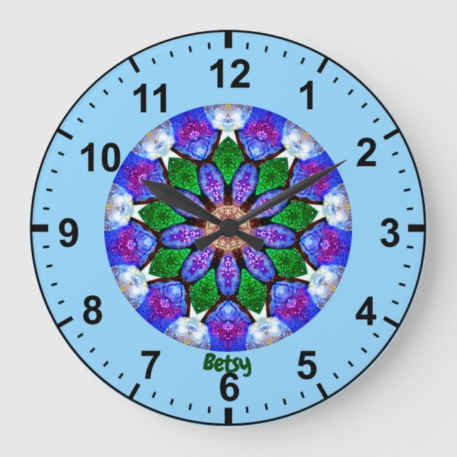 Reloj Redondo Grande BETSY ~ Fractal de conchas pintadas ~ (Anverso)