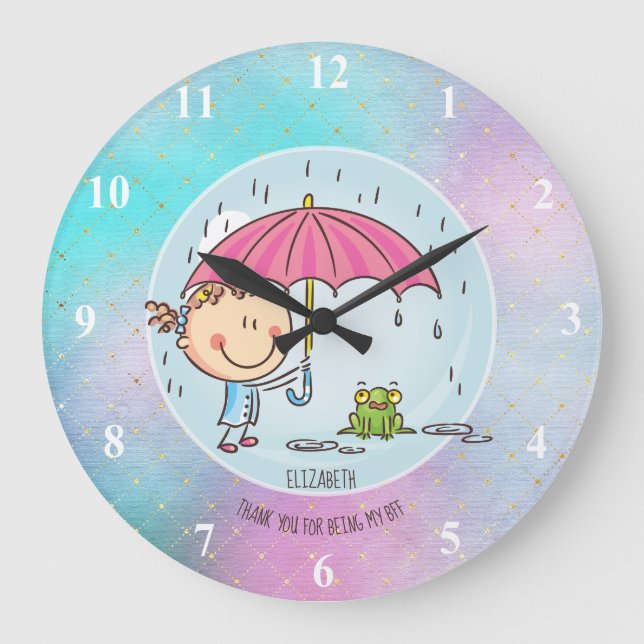 Reloj Redondo Grande BFF lindo Besties Kawaii regalos para Chicas amigo (Anverso)