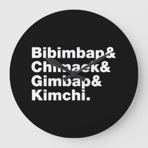 Reloj Redondo Grande Bibimbap & Chimaek & Gimbap & Kimchi. Alimentos co