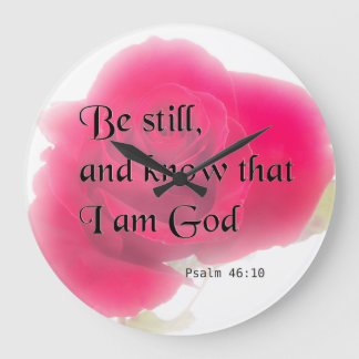 Reloj Redondo Grande Bible Verse Psalm 46:10 Flower Wall Clock