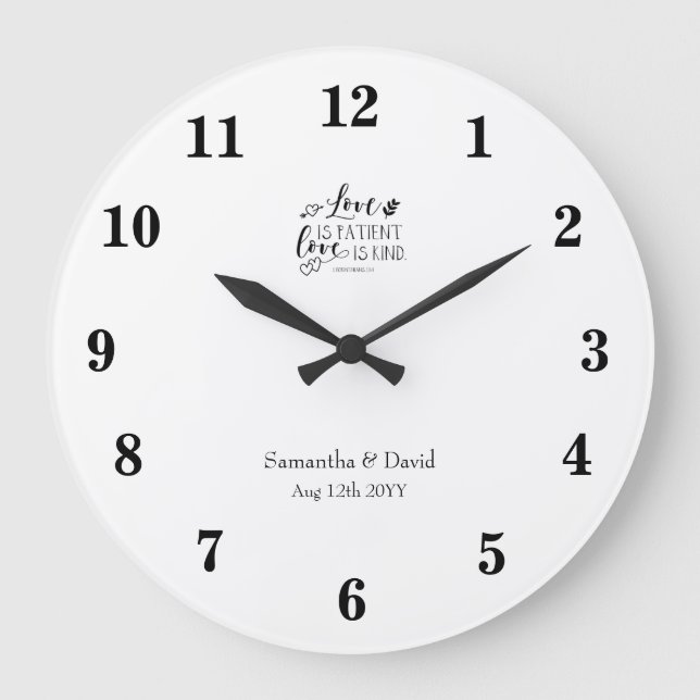 Reloj Redondo Grande Bible Verse Wedding Memory  Wall Clock (Anverso)