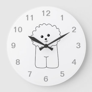 Reloj Redondo Grande Bichon Frise, perro lindo