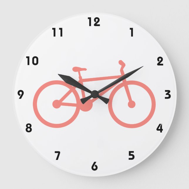 Reloj Redondo Grande Bicicleta rosa coral (Anverso)