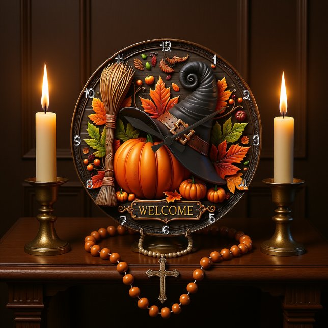 Reloj Redondo Grande Bienvenida de brujas (Subido por el creador)