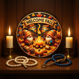 Reloj Redondo Grande Bienvenida Gnomes Caídos