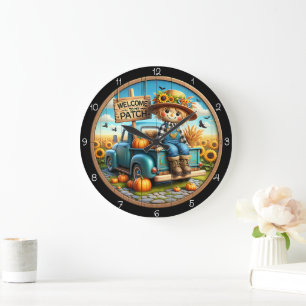Reloj Redondo Grande Bienvenido a mi espantapájaros de parcela