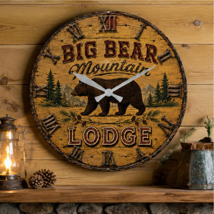 Reloj Redondo Grande Big Bear Mountain Lodge Rustic