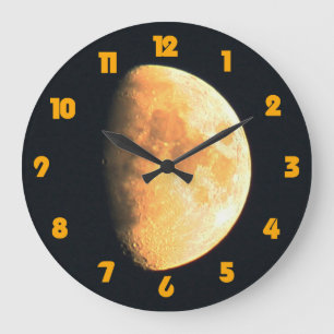 Reloj Redondo Grande Big Old Moon Fat Orange Numbers wccn