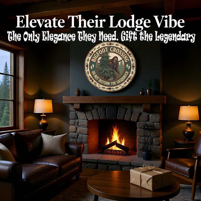 Reloj Redondo Grande Bigfoot Crossing Sasquatch Rustic (Subido por el creador)