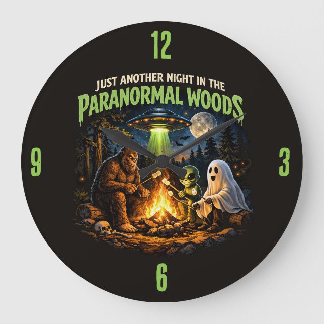 Reloj Redondo Grande Bigfoot Sasquatch Clock (Anverso)
