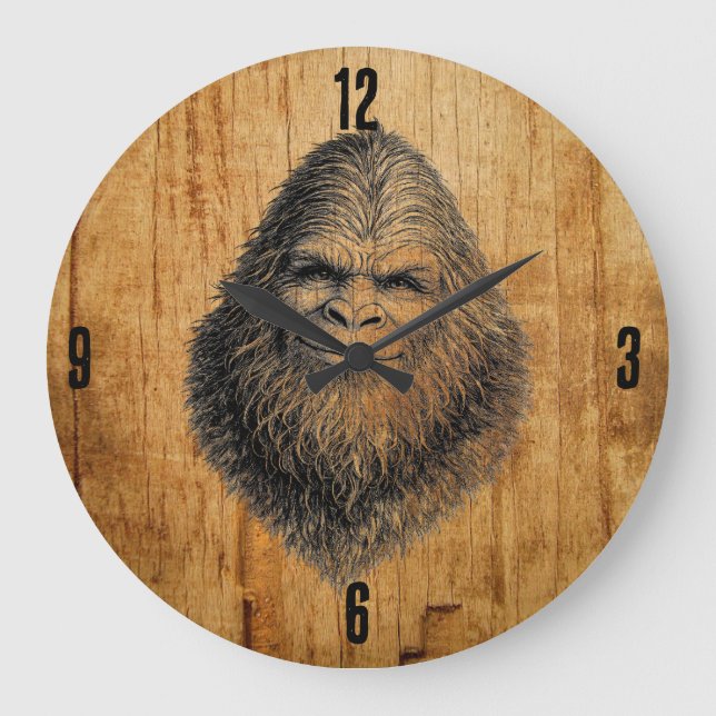 Reloj Redondo Grande Bigfoot Sasquatch Clock (Anverso)