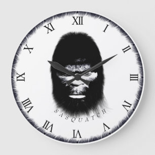 RELOJ REDONDO GRANDE BIGFOOT SASQUATCH HEAD PORTRAIT BLACK AND WHITE