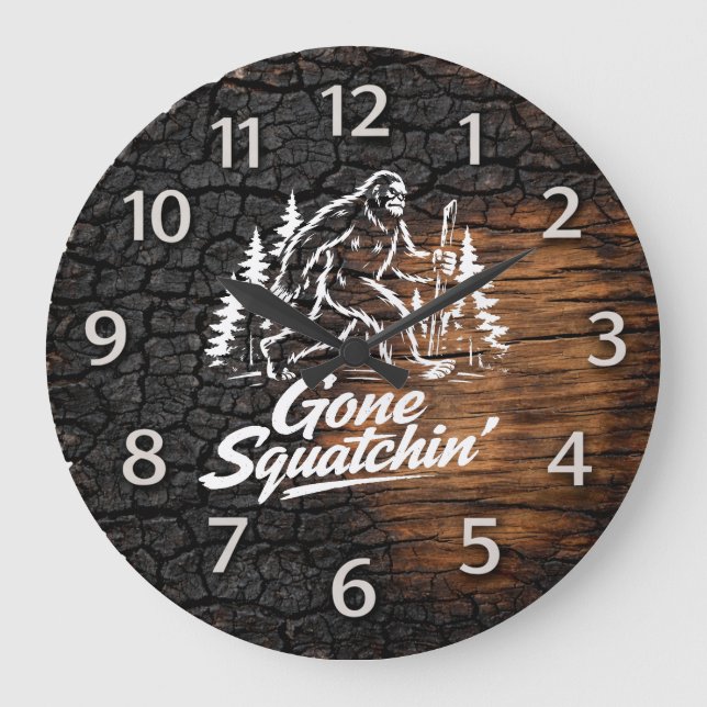 Reloj Redondo Grande Bigfoot Sasquatch Wall Clock (Anverso)