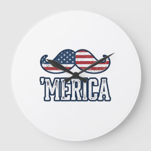 Reloj Redondo Grande Bigote Patriótico América Angustiada Diseño Vector