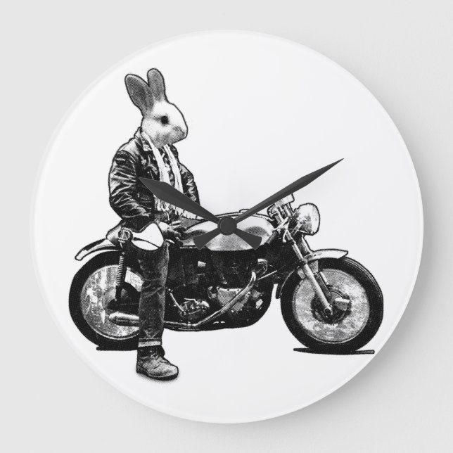 Reloj Redondo Grande Biker Bunny (Anverso)