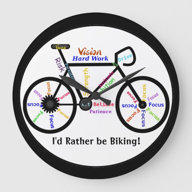 Reloj Redondo Grande Biking bastante, las bicis con palabra de (Anverso)