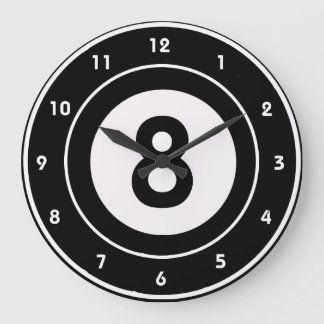 Reloj Redondo Grande Billiards Eight-Ball Design Wall Clock