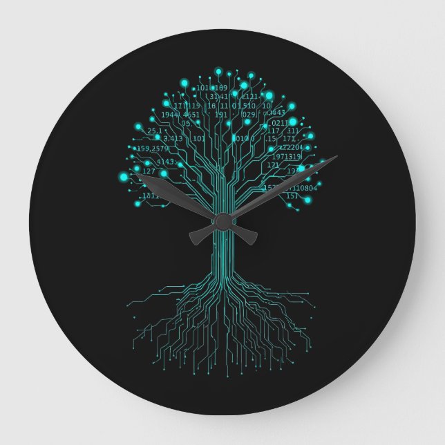 Reloj Redondo Grande Binary Coding Programmer Graphic Design for Coders (Anverso)