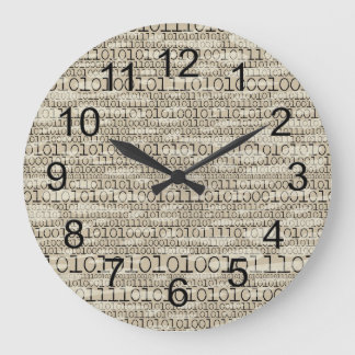 Reloj Redondo Grande Binary Trendy Funky Nerd Nerdy Geek Retro