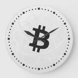 Reloj Redondo Grande Bitcóin Neurona Blanco