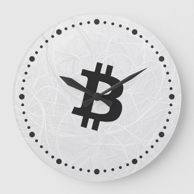 Reloj Redondo Grande Bitcóin Neurona Blanco (Anverso)
