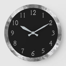 Reloj Redondo Grande Black and Gray Marble