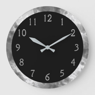 Reloj Redondo Grande Black and Gray Marble