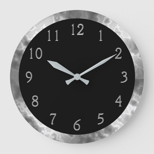 Reloj Redondo Grande Black and Gray Marble (Anverso)
