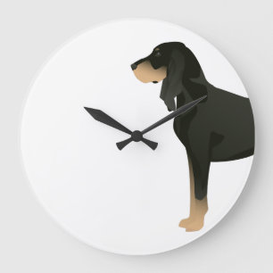 Reloj Redondo Grande Black and Tan Coonhound Basic Breed Customizable