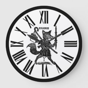 Reloj Redondo Grande Black and White Ex Libris Clock