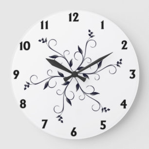 Reloj Redondo Grande Black and White Fancy Design Round or Square