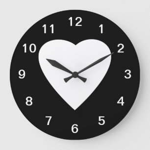 Reloj Redondo Grande Black and White Love Heart Design.