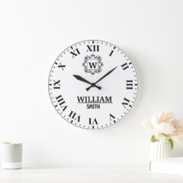 Reloj Redondo Grande Black and white Roman numeral classic monogram