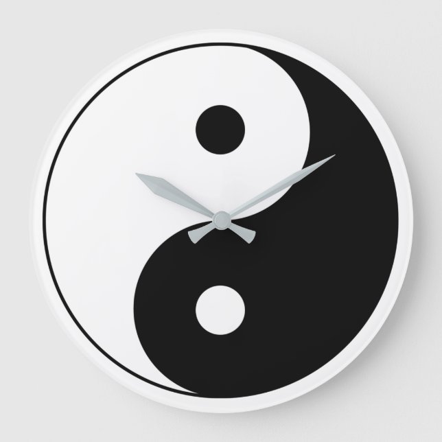 Reloj Redondo Grande Black and White Yin Yang (Anverso)