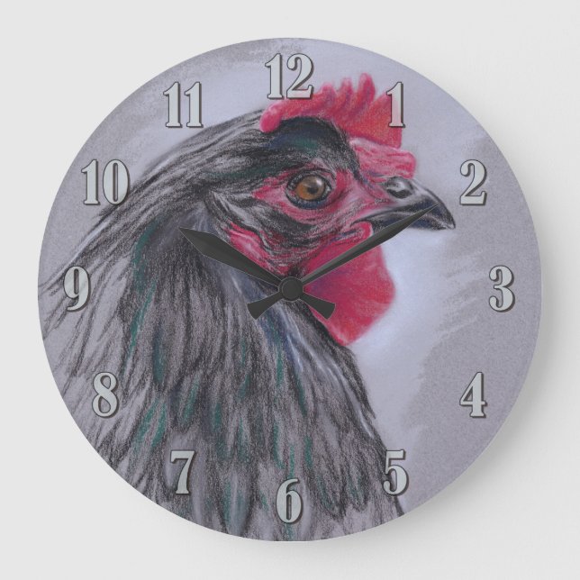 Reloj Redondo Grande Black Australorp Hen (Anverso)