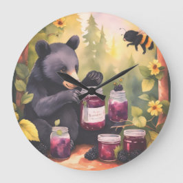 Reloj Redondo Grande Black Bear gathering blackberry jam
