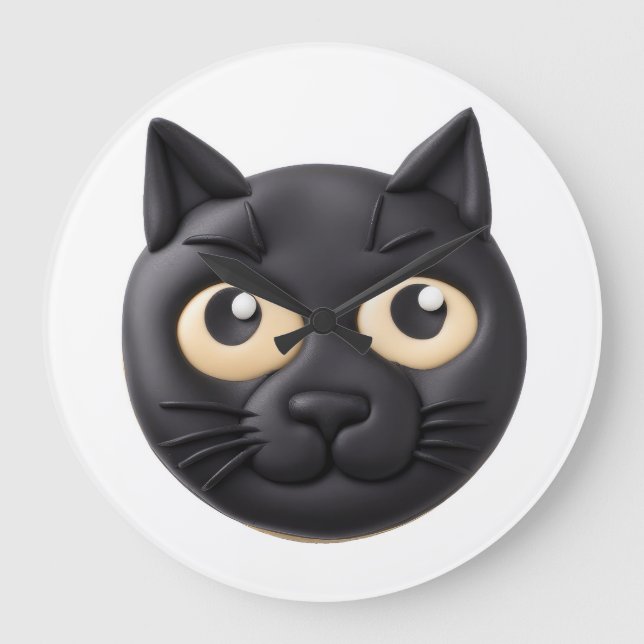 Reloj Redondo Grande Black Cat 3D Inspirado (Anverso)