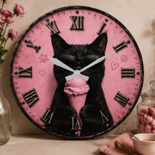 Reloj Redondo Grande Black Cat Ice Cream