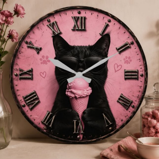 Reloj Redondo Grande Black Cat Ice Cream  (Subido por el creador)