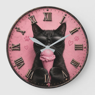Reloj Redondo Grande Black Cat Ice Cream 