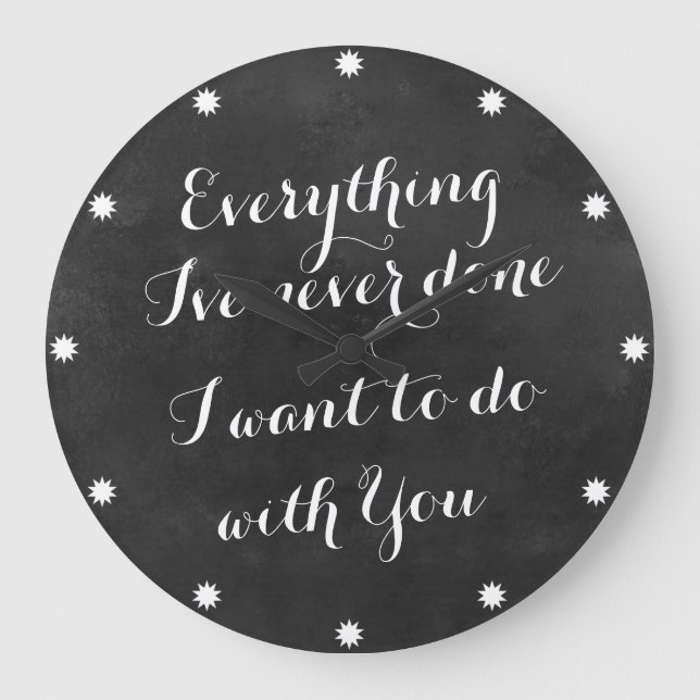Reloj Redondo Grande Black Chalkboard Quotes Large Clock (Anverso)