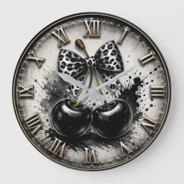 Reloj Redondo Grande Black Cherry Modern Monochrome Kitchen