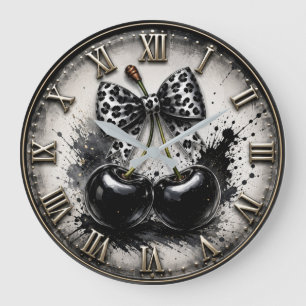 Reloj Redondo Grande Black Cherry Modern Monochrome Kitchen
