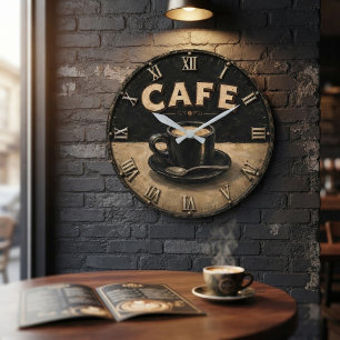 Reloj Redondo Grande Black Coffee Minimalist Vintage Coffee Lover