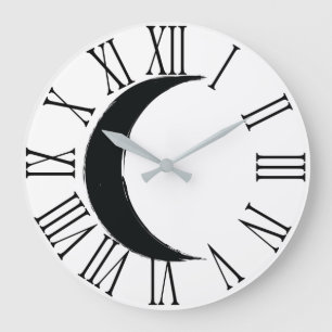 Reloj Redondo Grande Black Crescent Waning Magic Dark Moon Astrología 