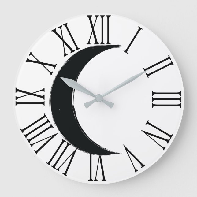Reloj Redondo Grande Black Crescent Waning Magic Dark Moon Astrología  (Anverso)