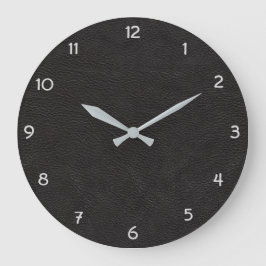 Reloj Redondo Grande Black Faux Leather