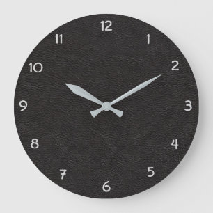 Reloj Redondo Grande Black Faux Leather